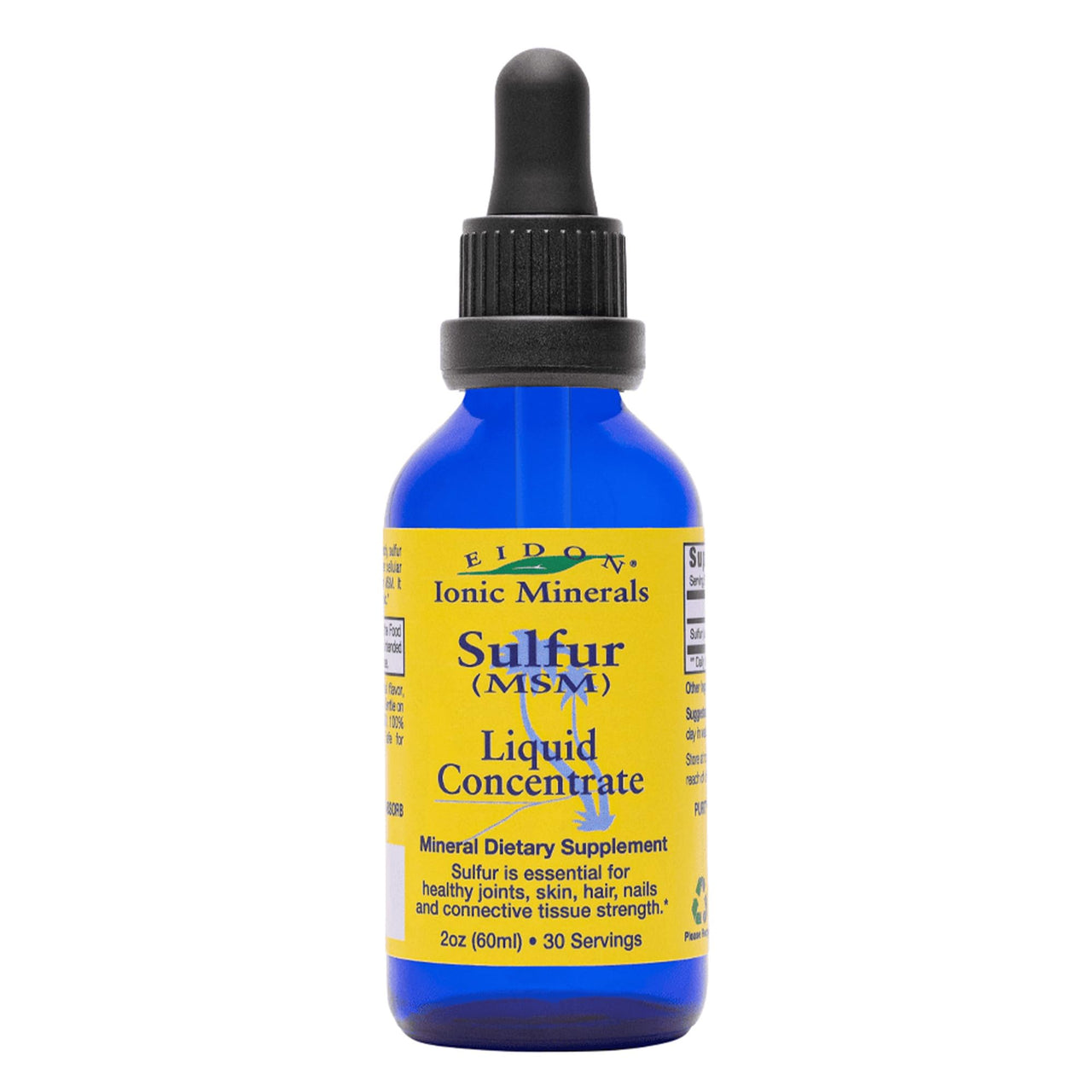 Eidon Ionic Minerals Liquid Sulfur Concentrate Drops - Pure Ionic MSM Sulfur Supplement, Supports Smooth Skin & Glossy Hair, No Preservatives or Additives, Gluten & Sugar Free - 2 oz