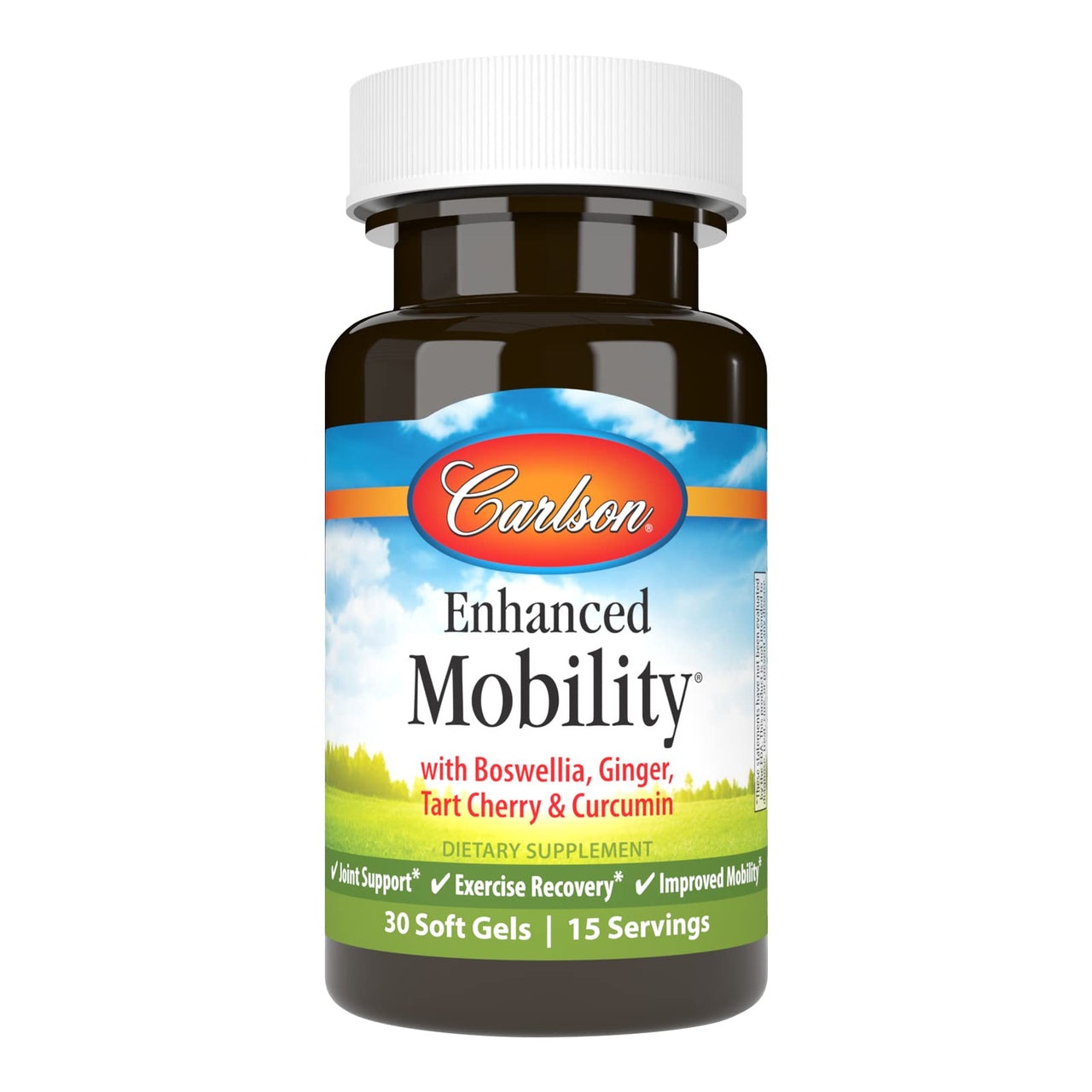 Carlson - Enhanced Mobility, Botanical Joint Support, Boswellia, Tart Cherry, Curcumin, Ginger, 30 Softgels