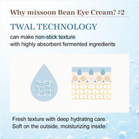 Thumbnail for mixsoon Bean Eye cream - Nourishing and Firming for Dark Circles, Puffiness, Fermented Bean and Peptide Complex Niacinamide 20ml / 0.67 fl.oz. Korean Glass Skin Care