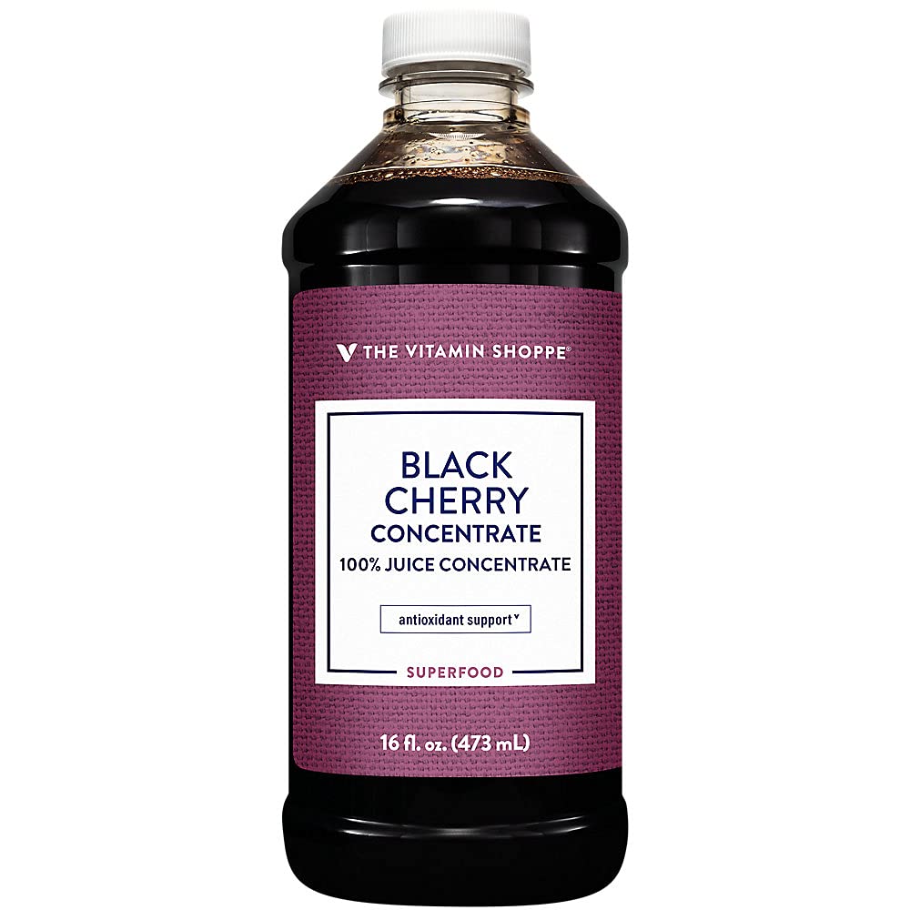 The Vitamin Shoppe Black Cherry Concentrate, 100% Juice Concentrate, Natural Foods Superfood That Supports Urinary Tract (16 Fluid Ounces Liquid)