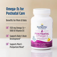 Thumbnail for Nordic Naturals Postnatal Omega-3, Lemon - 60 Soft Gels - 1120 Total Omega-3 + 1000 IU Vitamin D3 - Formulated for New Moms; Supports Optimal Wellness, Positive Mood, Healthy Metabolism - 30 Servings