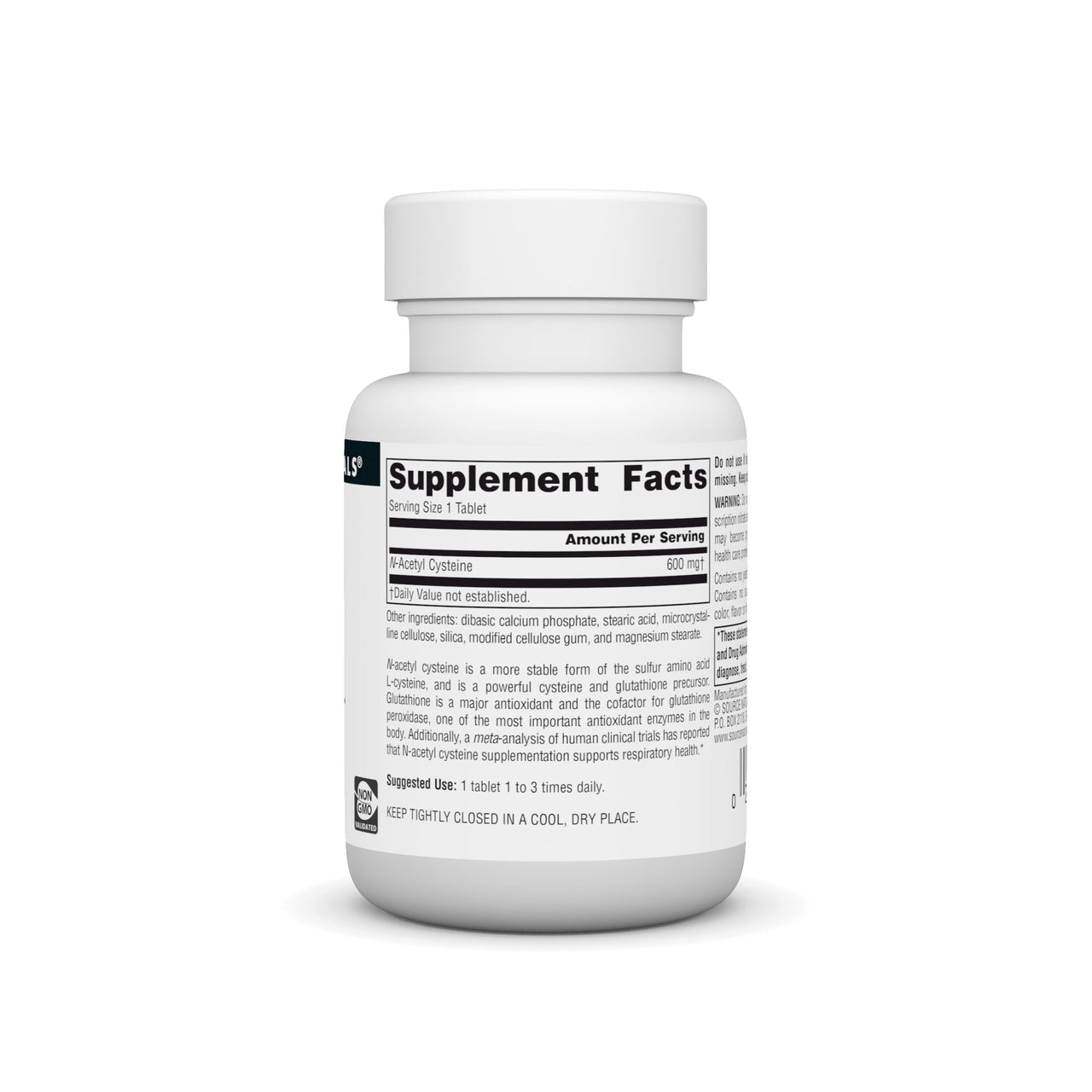 Source Naturals N-Acetyl Cysteine Antioxidant Support 600 mg Dietary Supplement That Supports Respiratory Health* - 30 Tablets