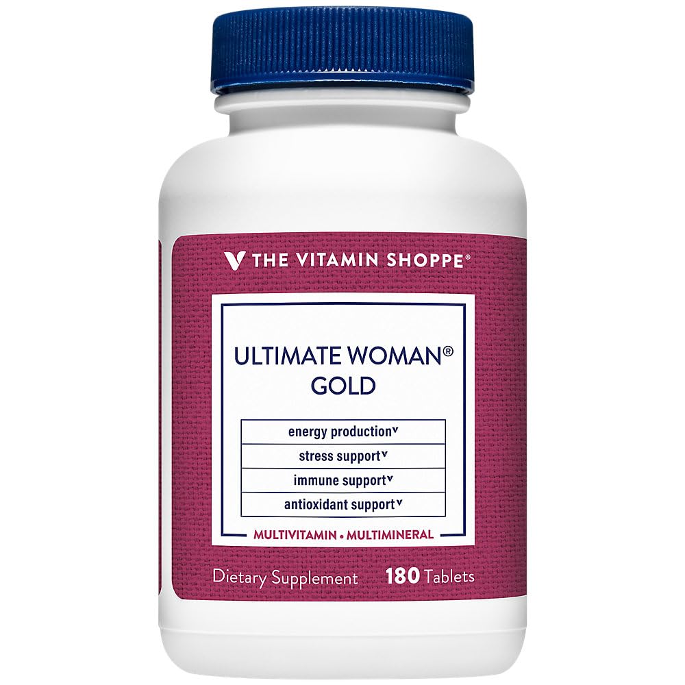 The Vitamin Shoppe Ultimate Woman's Gold Multivitamin - with Iron, B Vitamins & Vitamin D3 | Supports Energy Production, Bone & Immune Health | (180 Tablets)