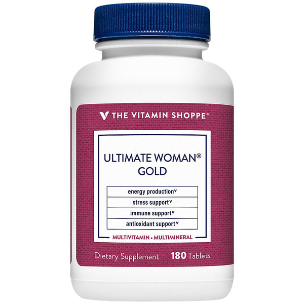 The Vitamin Shoppe Ultimate Woman's Gold Multivitamin - with Iron, B Vitamins & Vitamin D3 | Supports Energy Production, Bone & Immune Health | (180 Tablets)