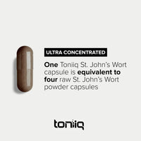 Thumbnail for Toniiq 1,000mg Ultra High Strength St. John's Wort Capsules (Non-GMO) - 4X Concentrated Extract - 0.3% Hypericin - Highly Purified and Bioavailable - 120 Capsules