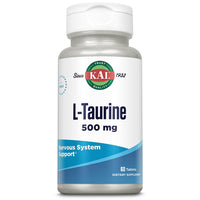 Thumbnail for KAL L Taurine 500mg, Amino Acids Supplement, Nervous System Health, Heart Health and Detox Support, Pre Workout Supplement, Rapid Disintegration ActivTabs, 60-Day Guarantee, 60 Servings, 60 Tablets