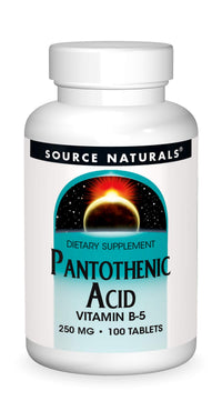 Thumbnail for Source Naturals Pantothenic Acid 250 mg Vitamin B-5 Dietary Supplement - 100 Tablets