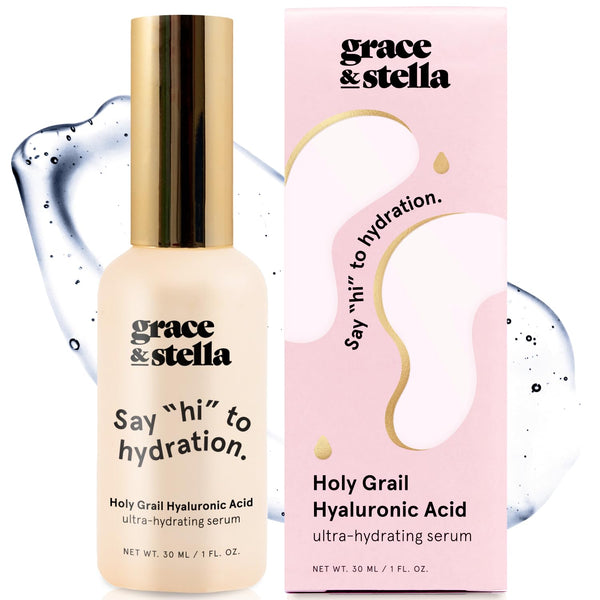grace & stella Award Winning Hyaluronic Acid Serum (30 ml/1 fl oz) Hyaluronic Acid Serum for Face - Acido Hialuronico Face Serum for Women - Hydrating Serum Remove Fine Lines, Wrinkles - Anti Aging