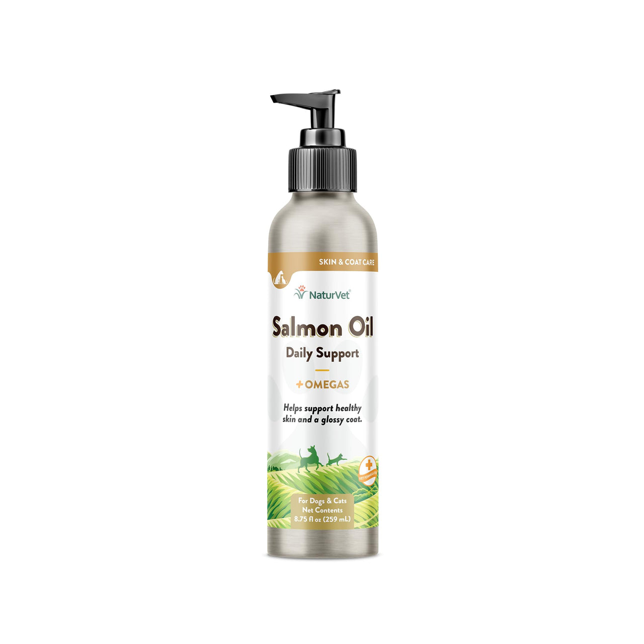 NaturVet – Salmon Oil Skin & Coat Plus Omegas – Supports Healthy Skin & Glossy Coat – Source of Omega-3 & 6 Fatty Acids – for Dogs & Cats (8.75 oz Oil)