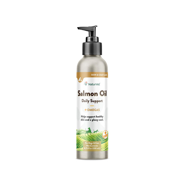 NaturVet – Salmon Oil Skin & Coat Plus Omegas – Supports Healthy Skin & Glossy Coat – Source of Omega-3 & 6 Fatty Acids – for Dogs & Cats (8.75 oz Oil)