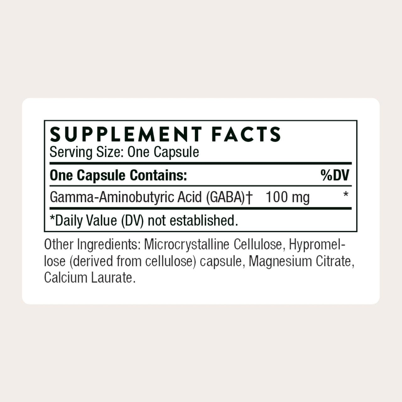 THORNE - PharmaGABA-100 - GABA Supplement - 100 mg Natural Source Gamma-Aminobutyric Acid - Support a Calm State of Mind and Restful Sleep* - 60 Capsules