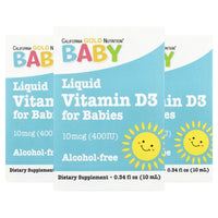 Thumbnail for California Gold Nutrition Baby Vitamin D3 - Liquid D3 Supplement for Babies, Vegetarian Friendly - Developmental Support - Alcohol & Gluten Free, Non-GMO - 10 mcg (400 IU) - 0.34 fl oz (10 ml), 3