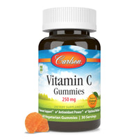 Thumbnail for Carlson - Vitamin C Gummies, 250 mg, Immune Support & Antioxidant Power, Optimal Wellness, Orange, 60 Vegetarian Gummies