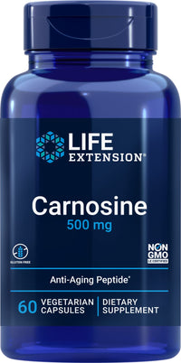 Thumbnail for Life Extension Carnosine, Healthy Aging, Exercise Recovery, Gluten-Free, Non-GMO, Vegetarian, 60 Capsules