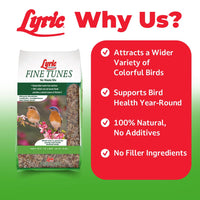 Thumbnail for Lyric Fine Tunes Wild Bird Seed Mix - No Waste Bird Food Mix - Attracts Bluebirds, Finches, Chickadees & More - Seed for Outside Feeders - 15 lb Bag