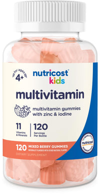 Thumbnail for Nutricost Kids Multivitamin Gummies 120 Servings (Mixed Berry Flavored Gummies) - Gluten Free, Non-GMO, and Vegetarian Friendly