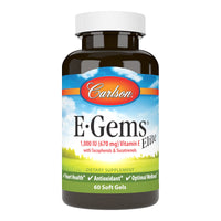 Thumbnail for Carlson - E-Gems Elite, 1000 IU (670 mg) Vitamin E with Tocopherols and Tocotrienols, Optimal Wellness, 60 Softgels
