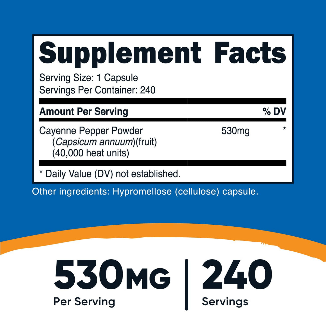 Nutricost Cayenne Pepper 530mg, 240 Capsules - 40,000 Heat Units, Gluten Free, Non-GMO