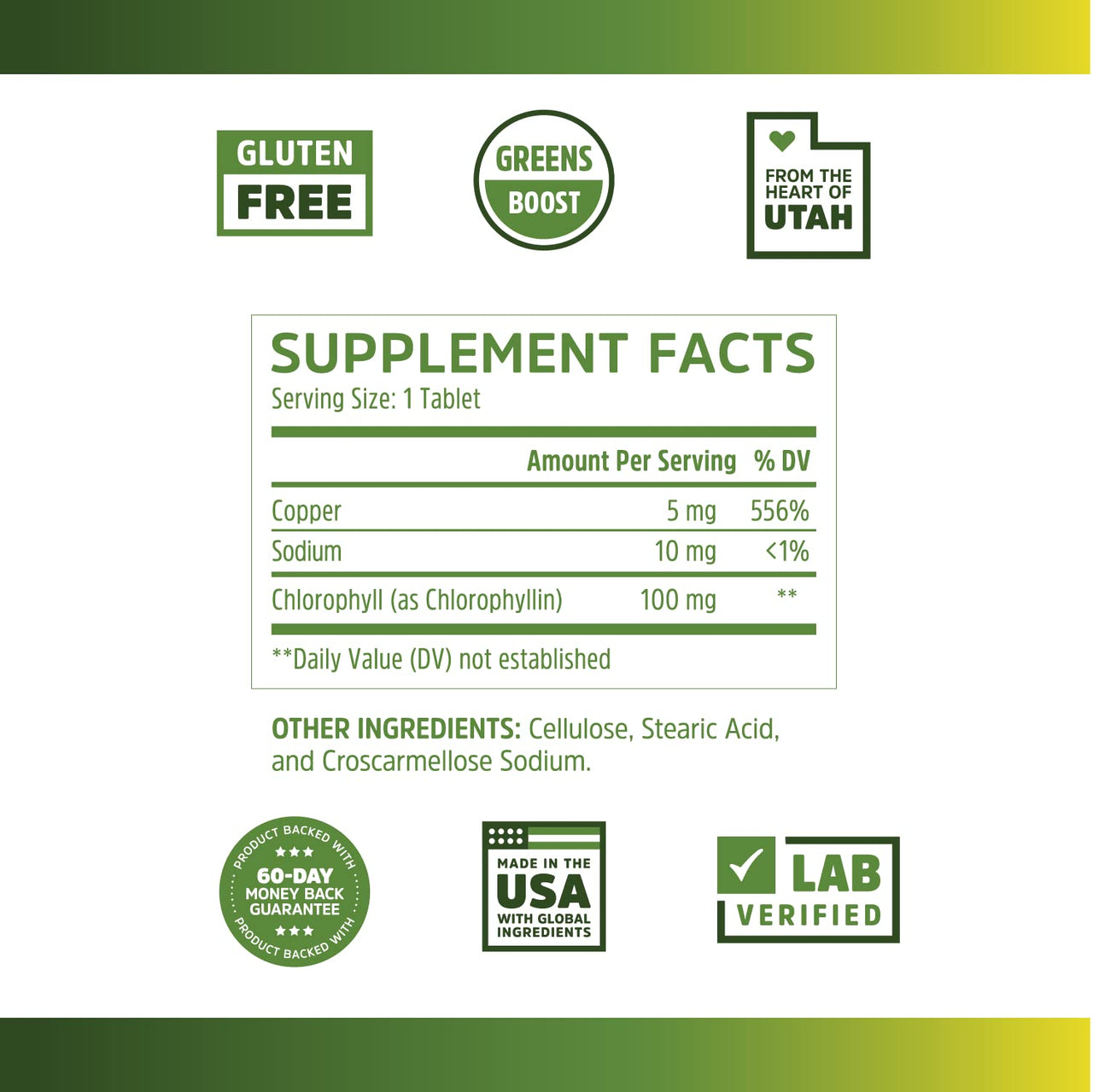 Zhou Chlorophyll Tablets - Chlorophyll Pill Supplement for Women and Men, Health and Wellness Support, Daily Super Greens with Natural Vitamins and Minerals - 90 Tablets