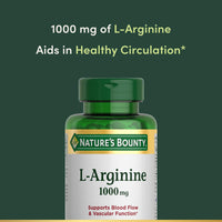 Thumbnail for Nature’s Bounty L-Arginine 1000mg for Supporting Blood Flow and Vascular Function – Non-GMO, Gluten Free, 50 Tablets