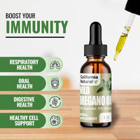 Thumbnail for Wild Oregano Oil 1oz Bottle - California Natural - Immune System & Digestive Support - Promote Gut Health & Healthy Digestion - 100% Vegetarian - 70% Carvacrol - Herbal Supplement - 1oz