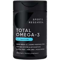 Thumbnail for Sports Research® Total Omega-3 Fish Oil 2200mg - Made from Antarctic Krill w/Astaxanthin, Wild Sockeye Salmon & Alaska Pollock - 960mg of EPA & DHA - 120 Softgels