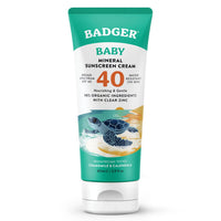 Thumbnail for Badger Mineral Baby Sunscreen Cream SPF 40, 98% Organic Toddler Sunscreen with Zinc Oxide, Broad Spectrum, Reef Safe, Water Resistant, Pediatrician Tested Baby Sunblock for Sensitive Skin, 2.9 fl oz