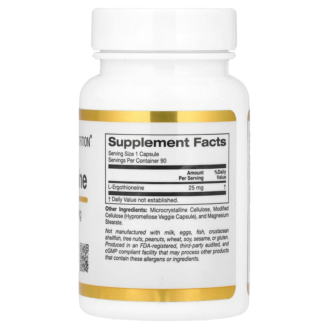 California Gold Nutrition Ergothioneine, 25 mg, 90 Veggie Capsules
