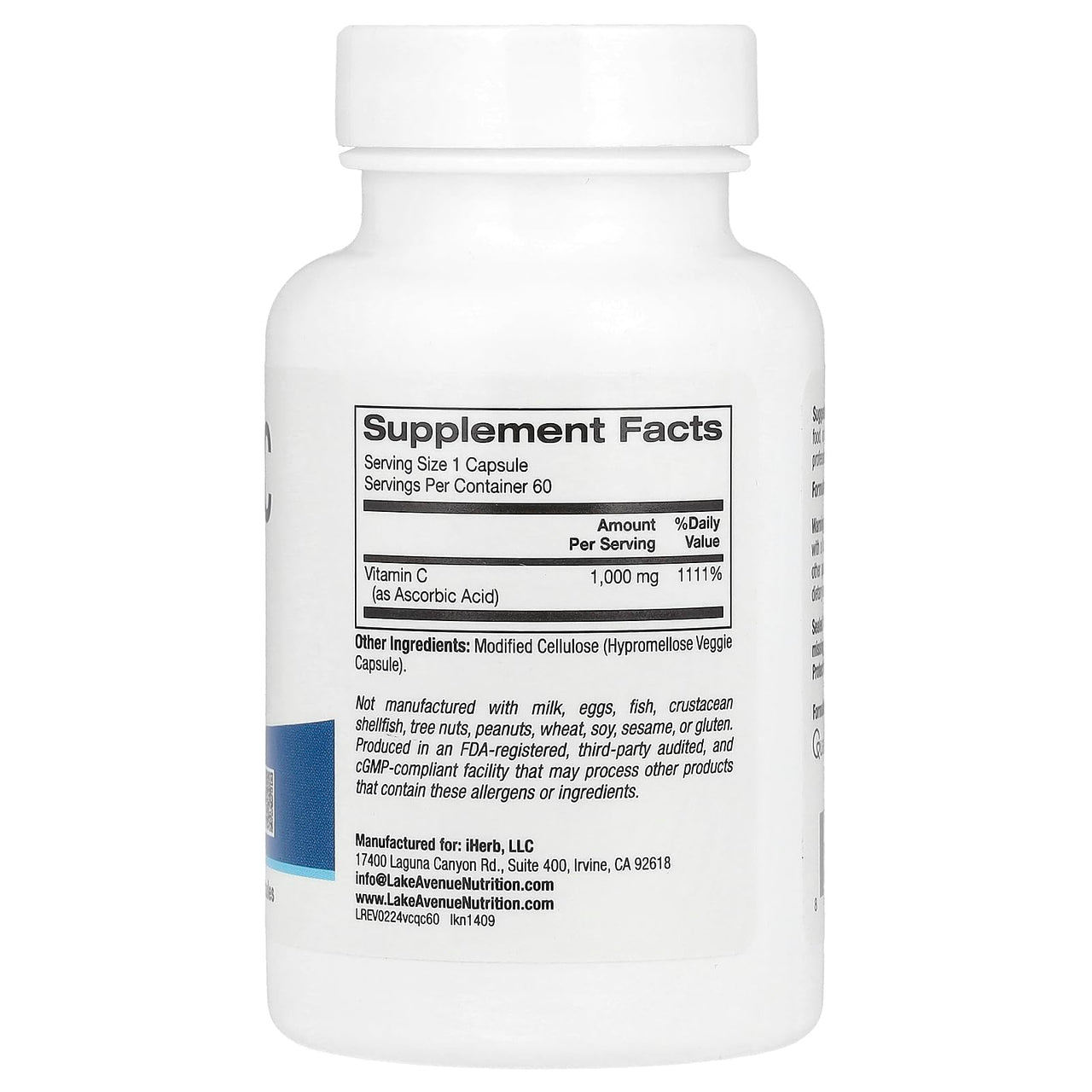 Lake Avenue Vitamin C, Quali®-C, 1,000 mg, 60 Veggie Capsules