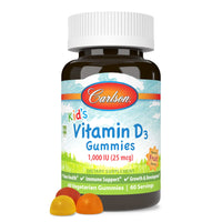 Thumbnail for Carlson - Kid's Vitamin D3 Gummies, 1000 IU (25 mcg), Bone Health & Immune Support, Growth & Development, Vitamin D Gummies, D3 Gummy Vitamins, Natural Fruit Flavors, 60 Vegetarian Gummies
