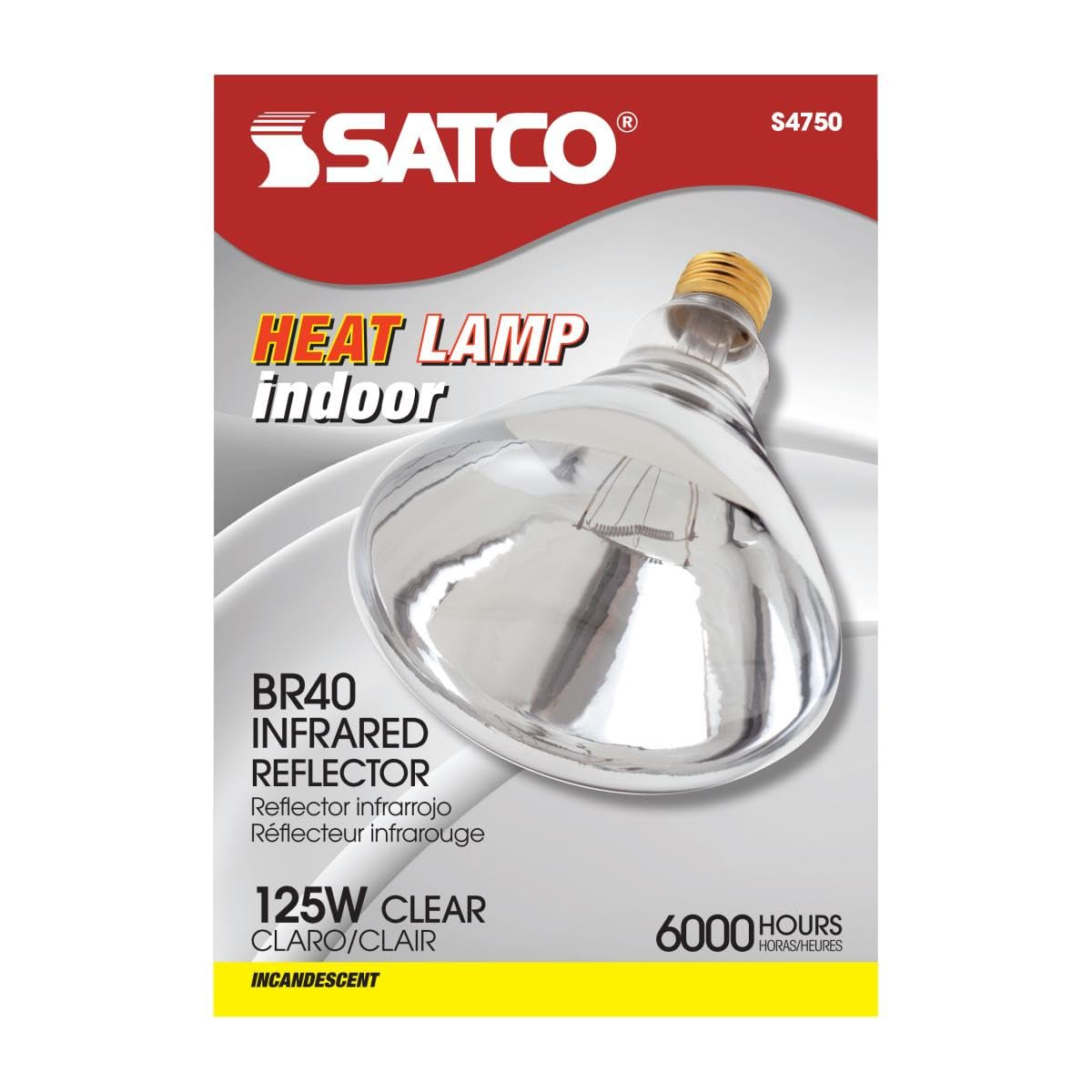 Satco S4750 Medium Bulb in Light Finish, 6.50 inches, 1 Pack, Clear Heat
