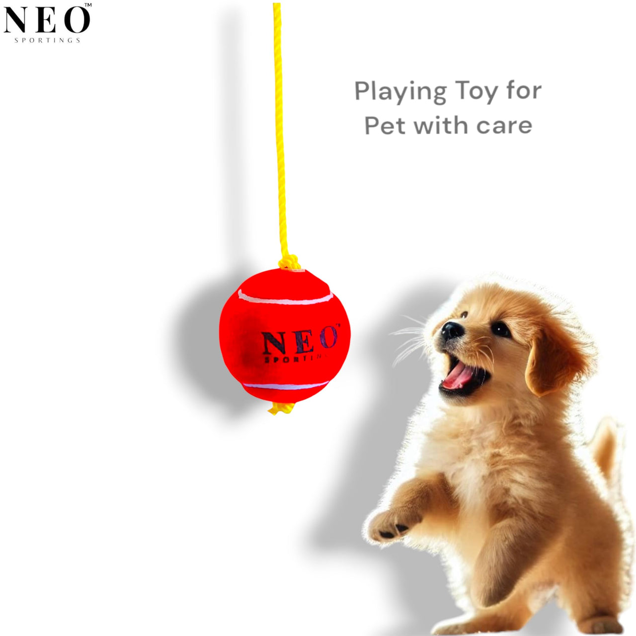 Neo Sportings Training/Playing/Hanging Ball with 3 Meter Nylon Rope, for Practice and Drill, Cricket/Baseball/Pet Toy, Red Colour (1)