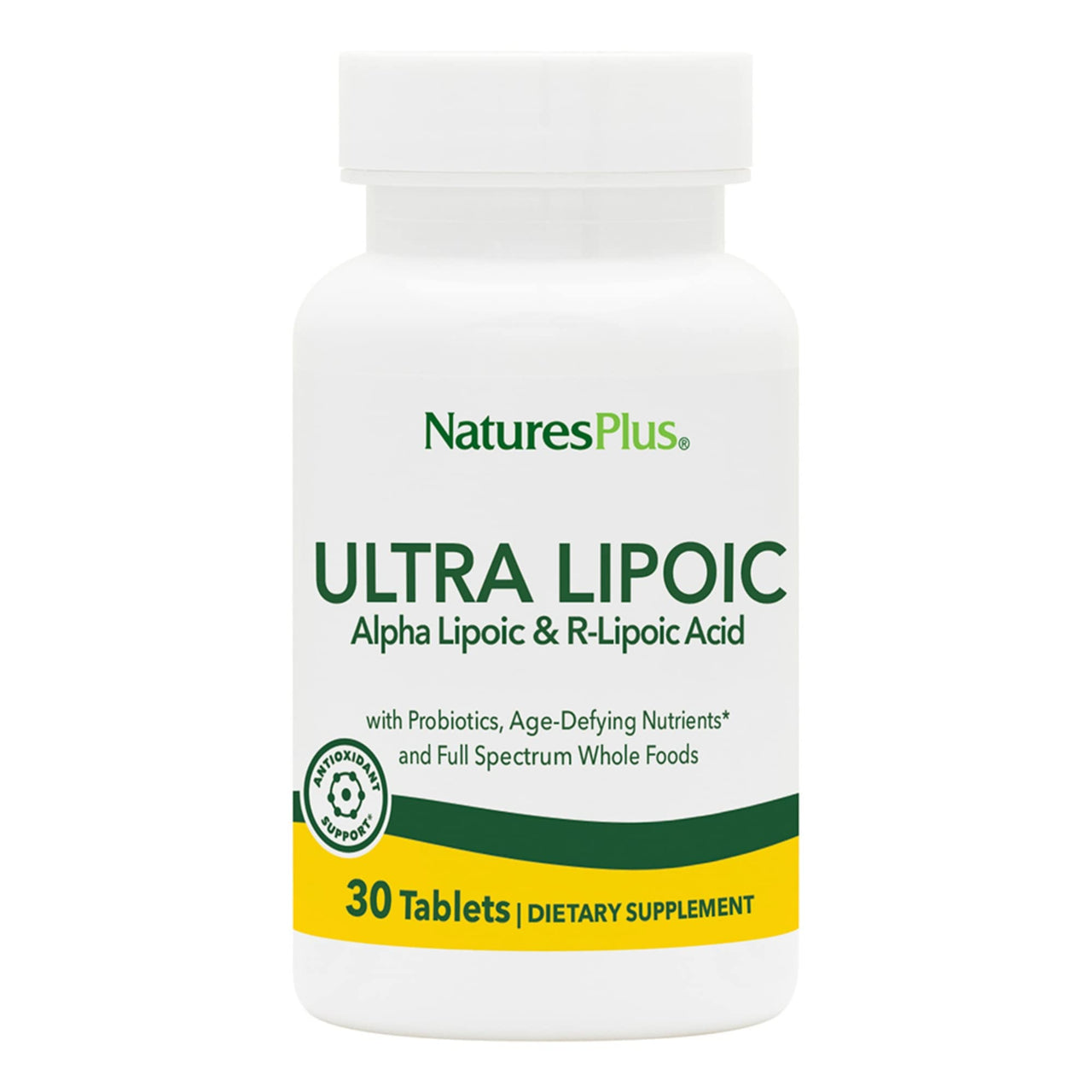 NaturesPlus Ultra Lipoic - 30 Bi-Layered Tablets - Alpha Lipoic & R-Lipoic Acid - Antioxidant Support - With Probiotics & Age-Defying Nutrients - Gluten Free - 30 Servings