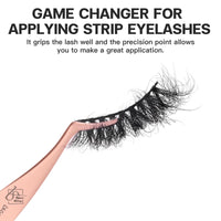 Thumbnail for Pretty memory Eyelash Applicator Tool Stainless Steel Lash Tweezers Curved Eyelash Tweezers for Easy Lash Application and Removal, Rose Gold