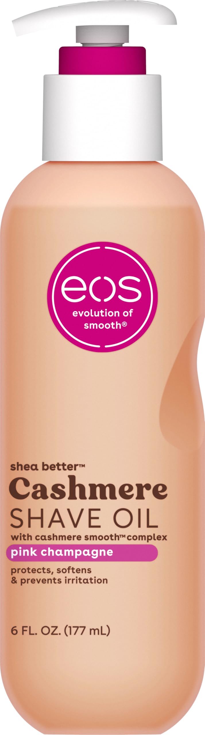 eos Cashmere Shave Oil – Pink Champagne, Moisturizing Shave Oil with Shea Butter & Glycerin, Helps Prevents Irritation & Razor Burn, Vegan, 6 fl oz
