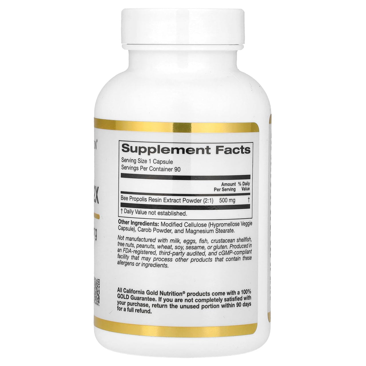 California Gold Nutrition Bee Propolis 2X Potency, Concentrated Extract 500 mg, Equivalent to 1000 mg of Natural Propolis, Support Immune Health & Vitality, 90 Veggie Capsules