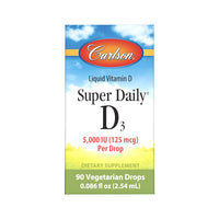 Thumbnail for Carlson - Super Daily D3 5,000 IU (125 mcg) per Drop, Vitamin D Drops, Immune Support, Heart Health, Liquid Vitamin D3, Unflavored, 90 Drops