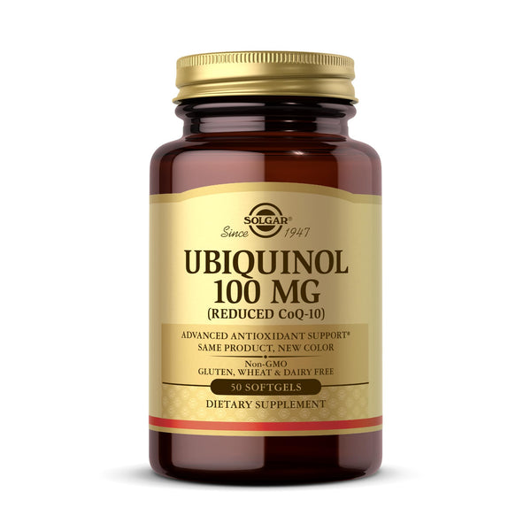 Solgar Ubiquinol 100 mg (Reduced CoQ-10) - 50 Softgels - Advanced Antioxidant Support - Non-GMO, Gluten Free, Dairy Free - 50 Servings