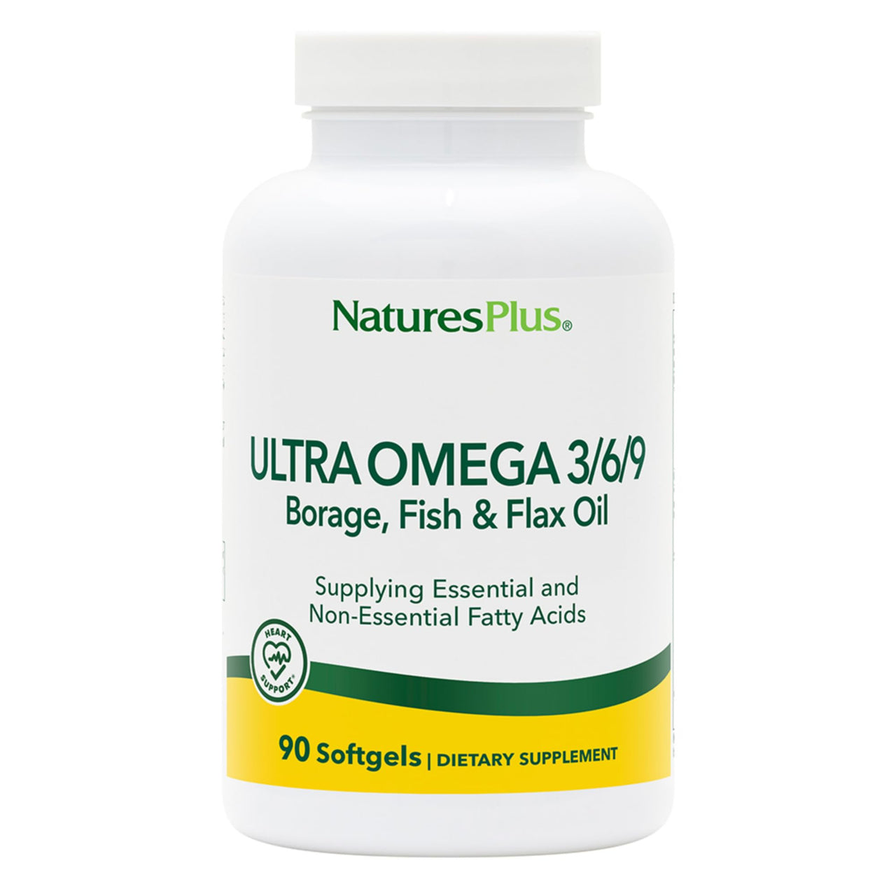 NaturesPlus Ultra Omega 3/6/9 - Borage, Fish & Flax Oil Supplement - 90 Softgels - Gluten Free - 90 Servings