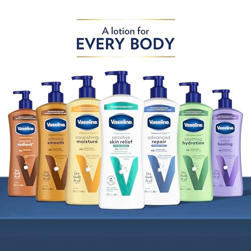 Vaseline Intensive Care Body Lotion 4 Pack Sensitive Skin Relief For Dry Skin With Colloidal Oatmeal and Ultra-Hydrating Lipids 20.3 oz