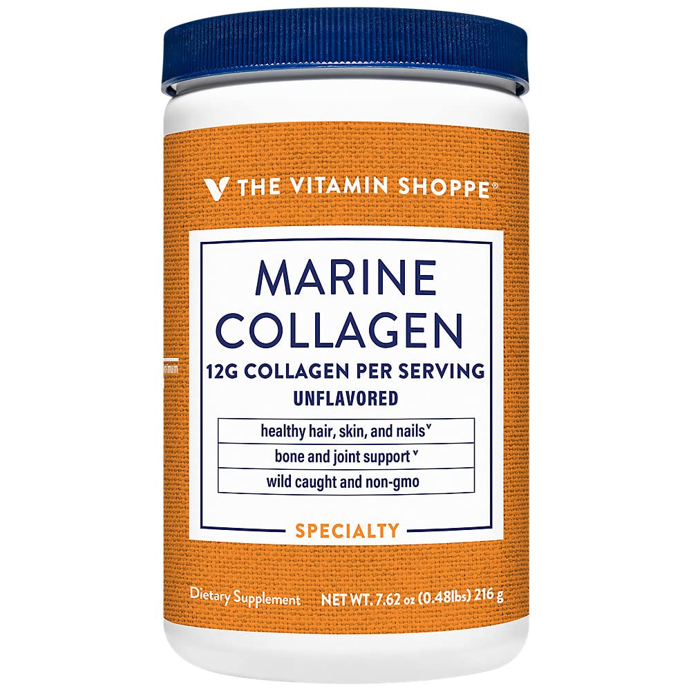 The Vitamin Shoppe Marine Collagen Powder a Hair, Skin, & Nail Support a Unflavored (7.62 oz./18 Servings)