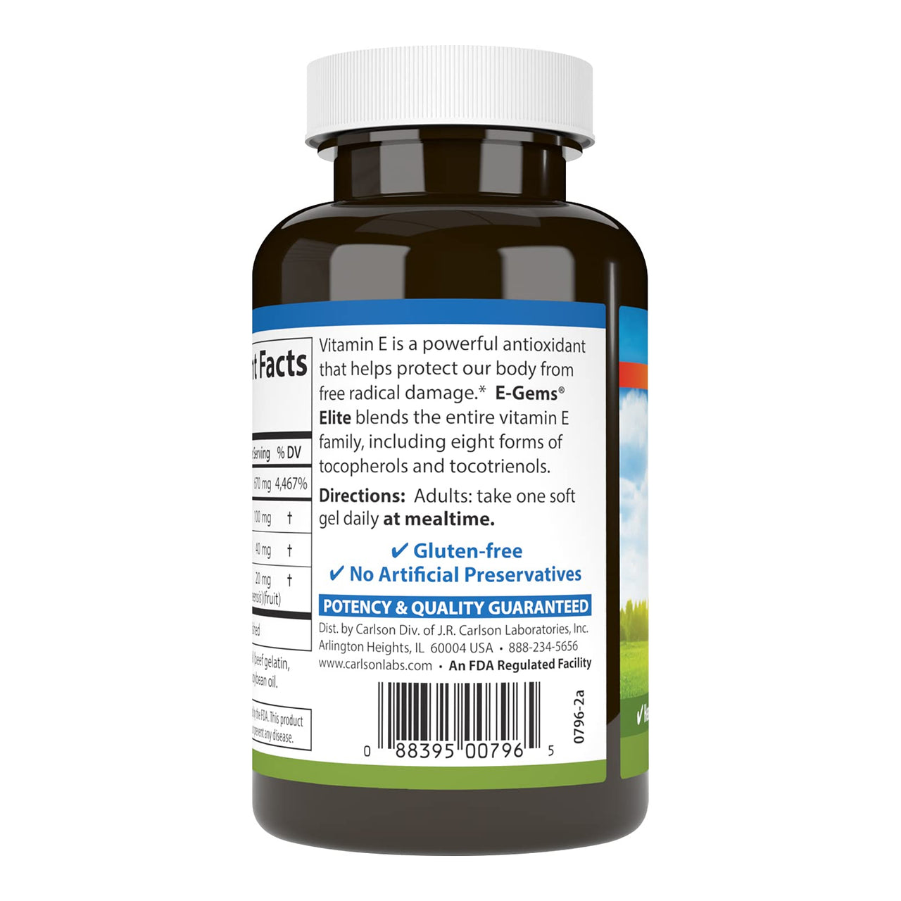 Carlson - E-Gems Elite, 1000 IU (670 mg) Vitamin E with Tocopherols and Tocotrienols, Optimal Wellness, 60 Softgels