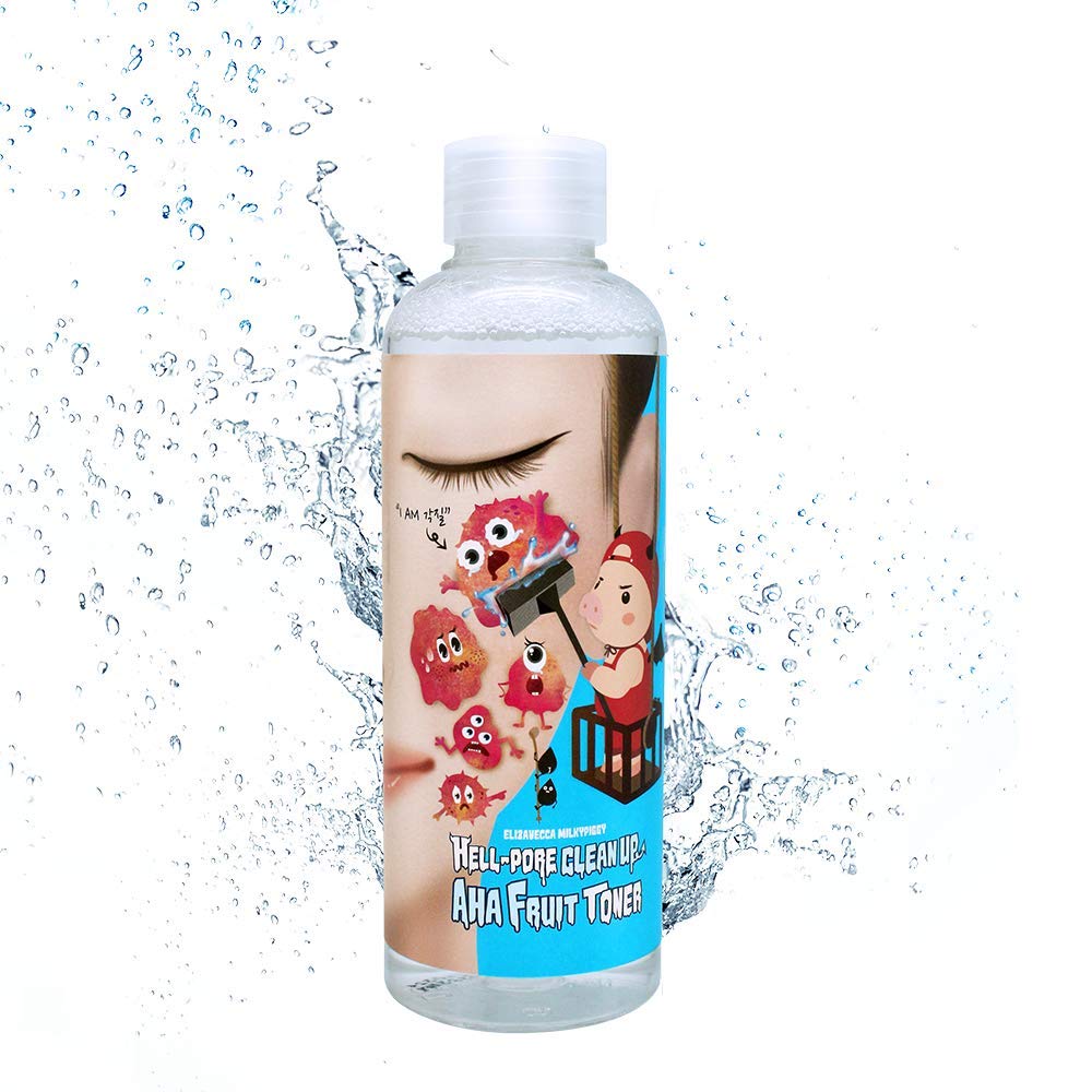 Elizavecca Hell Pore Clean Up Aha Fruit Toner 6.76 Ounces - Exfoliating Toner / Whiteheads, Pores and Uneven Skin / Water based Face Toner / Pore Cleaning / Exfoliating Face.