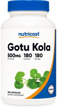 Thumbnail for Nutricost Gotu Kola 500 MG, 180 Capsules - Vegetarian Capsules, Gluten Free, Non-GMO