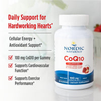 Thumbnail for Nordic Naturals CoQ10 Gummies, Strawberry - 60 Gummies - 100 mg Coenzyme Q10 (CoQ10) - Great Taste - Heart Health, Cellular Energy Production, Antioxidant Support - Non-GMO, Vegan - 60 Servings