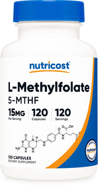 Thumbnail for Nutricost L-Methylfolate 15mg, 120 Capsules (5-MTHF) - Vegan, Non-GMO, Gluten Free