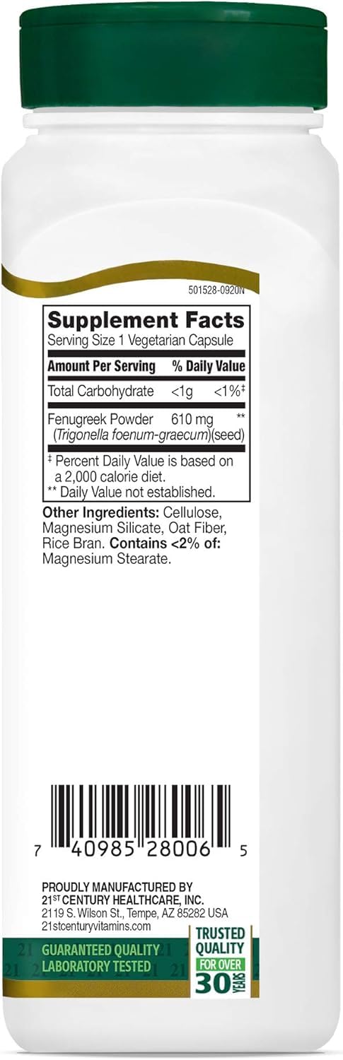 21st Century Fenugreek 610 Mg, 100 Count