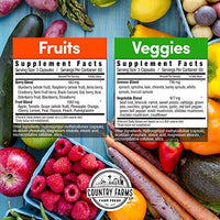 Thumbnail for Country Farms Fruits and Vegetables Supplement, 180 Fruit and 180 Veggie Capsules, Greens and Reds Packed with Superfoods, Powerful Antioxidants, 60 Servings