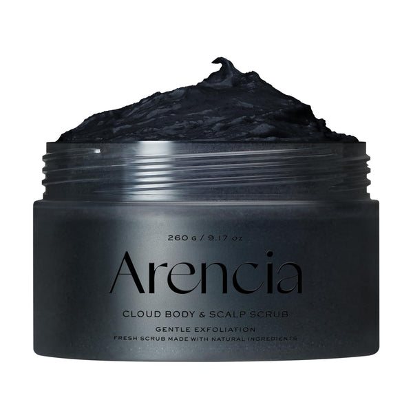 Arencia Fresh Cloud Sea Salt Body & Scalp Scrub (Black) - Exfoliant, Bump Eraser For Silky Smooth Skin, Korean Skin Care