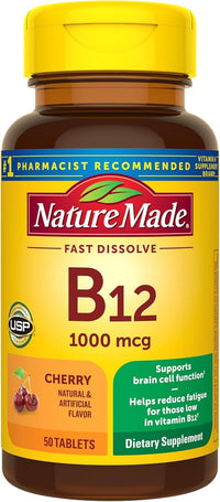 Thumbnail for Nature Made B-12 1000 mcg Micro-Lozenges Cherry Flavor 50 ea (Pack of 2)
